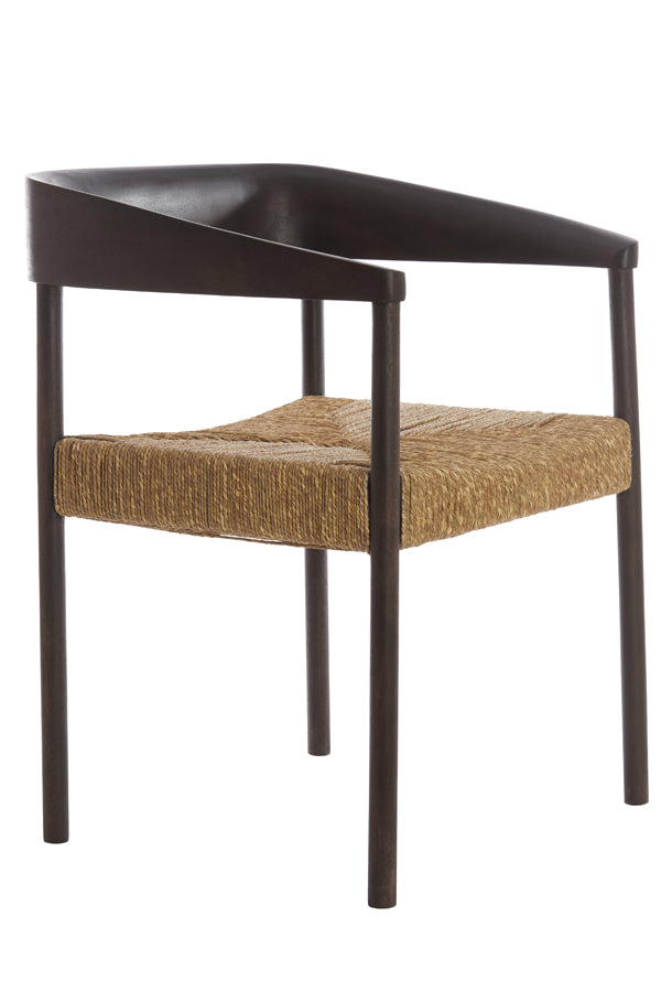 Delmar Dark Brown Wood Chair with Seagrass Accents - 60.5x57x76.5 cm