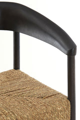 Delmar Dark Brown Wood Chair with Seagrass Accents - 60.5x57x76.5 cm