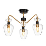 Armand 3-Light Semi-Flush in Aged Brass & Charcoal Black