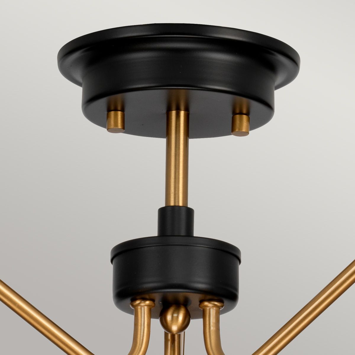Armand 3-Light Semi-Flush in Aged Brass & Charcoal Black