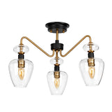 Armand 3-Light Semi-Flush in Aged Brass & Charcoal Black