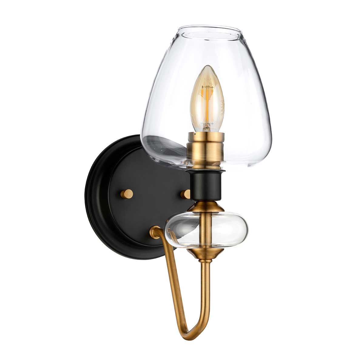 Exquisite Aged Brass Wall Sconce with Charcoal Black Accents