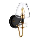 Exquisite Aged Brass Wall Sconce with Charcoal Black Accents