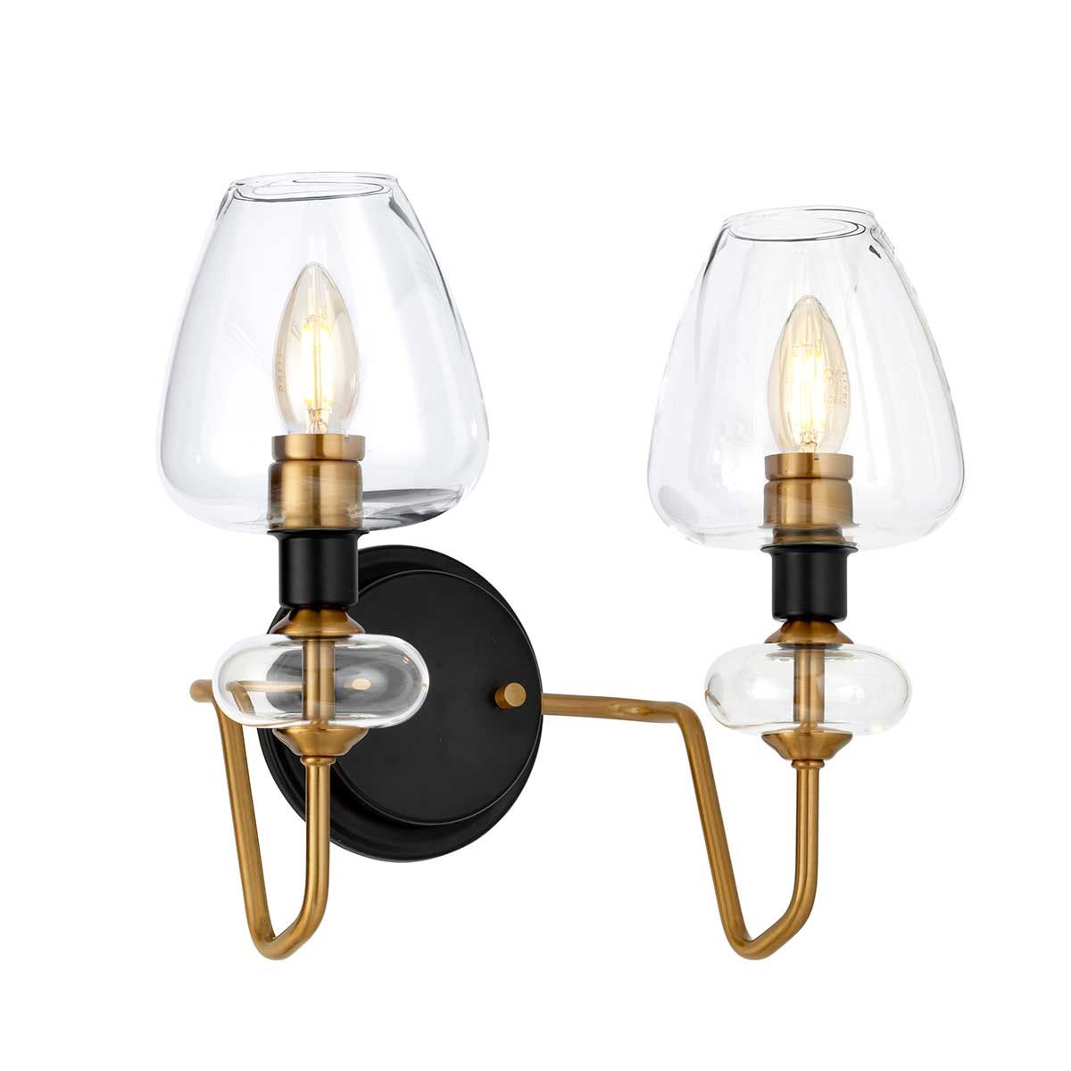 Armand Dual-Arm Aged Brass Wall Sconce