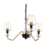 Mid-Century Modern Aged Brass Triple Pendant Light