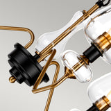 Mid-Century Modern Aged Brass Triple Pendant Light