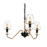 Mid-Century Modern Aged Brass Triple Pendant Light
