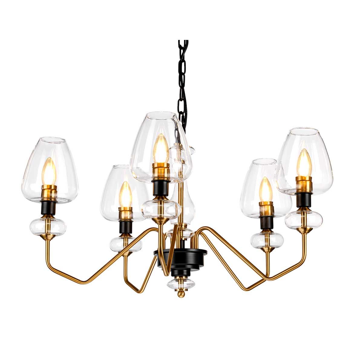 Armand 5-Light Chandelier in Aged Brass and Charcoal Black