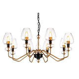 Armand 8-Light Angular Chandelier in Aged Brass and Charcoal Black