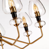 Armand 8-Light Angular Chandelier in Aged Brass and Charcoal Black