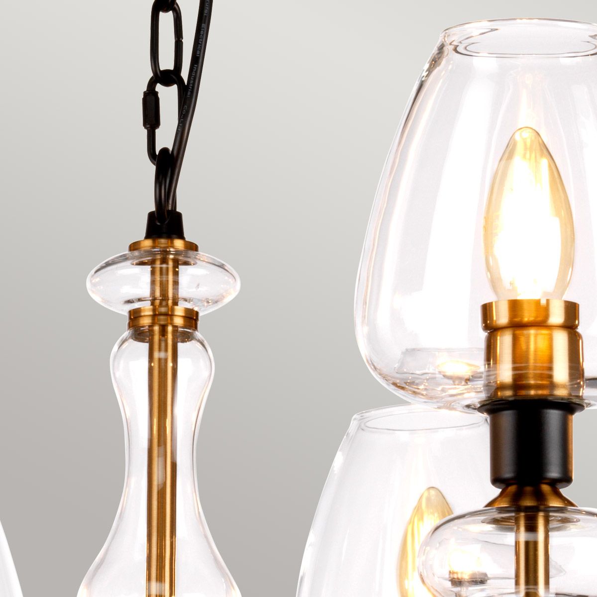 Armand 8-Light Angular Chandelier in Aged Brass and Charcoal Black
