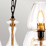 Armand 8-Light Angular Chandelier in Aged Brass and Charcoal Black