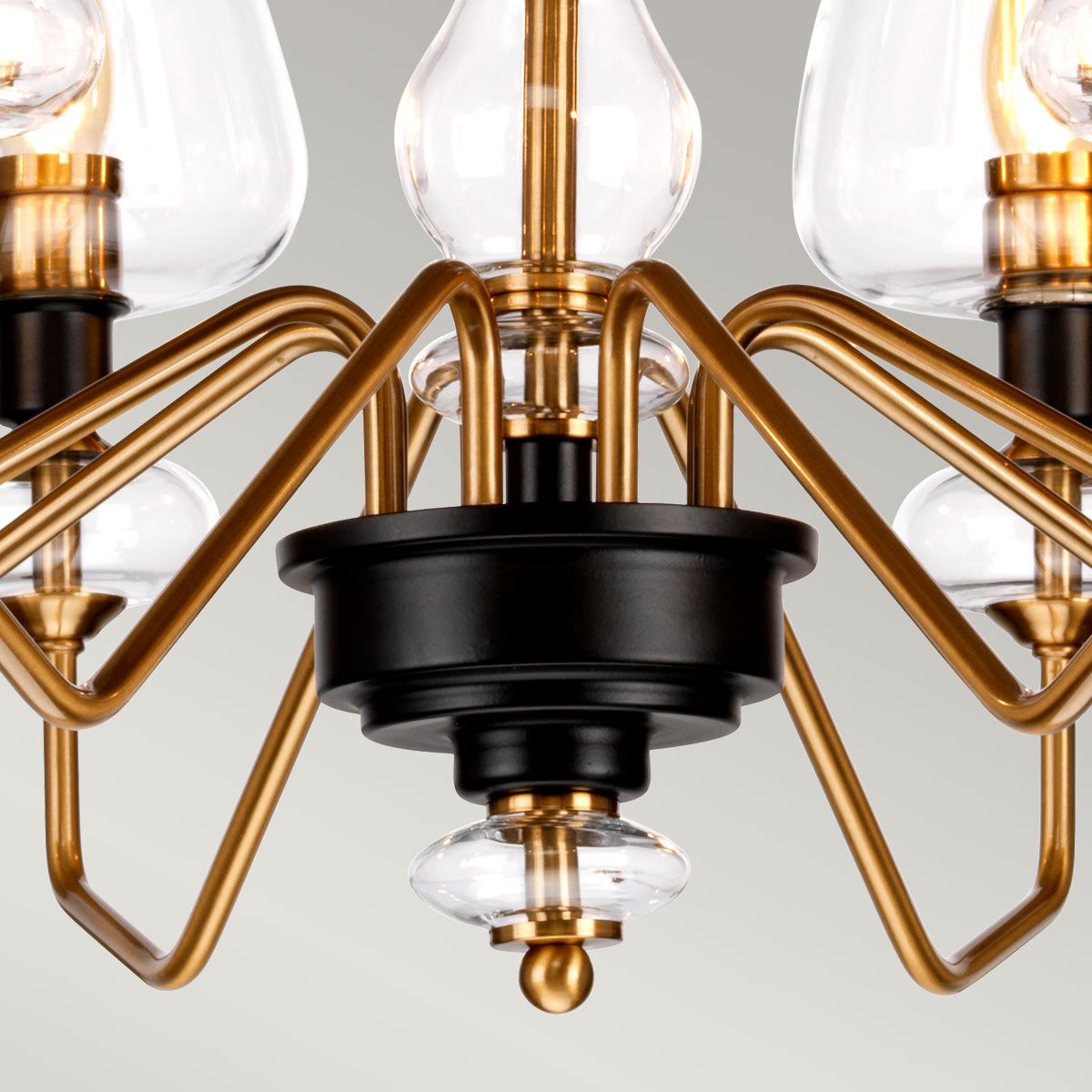 Armand 8-Light Angular Chandelier in Aged Brass and Charcoal Black