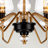 Armand 8-Light Angular Chandelier in Aged Brass and Charcoal Black