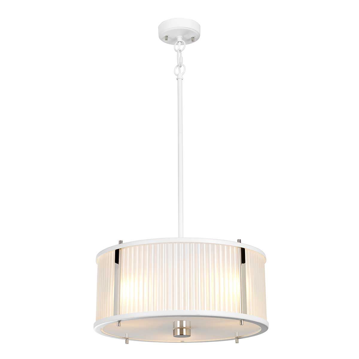 Contemporary 3-Light Pendant in White Satin and Polished Nickel Finish