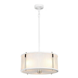 Contemporary 3-Light Pendant in White Satin and Polished Nickel Finish