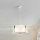 Contemporary 3-Light Pendant in White Satin and Polished Nickel Finish