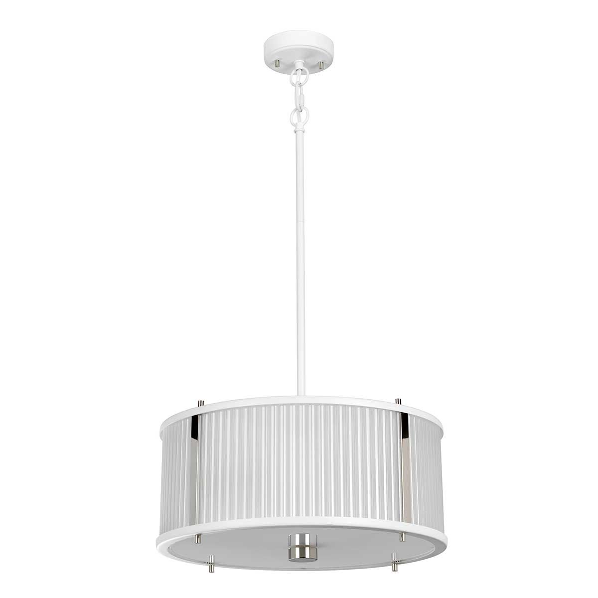 Contemporary 3-Light Pendant in White Satin and Polished Nickel Finish