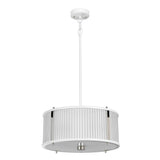 Contemporary 3-Light Pendant in White Satin and Polished Nickel Finish