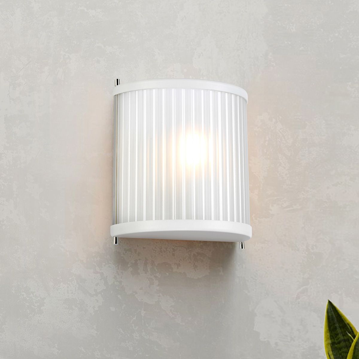 Corona 1 Light Wall Sconce - White Satin & Polished Nickel