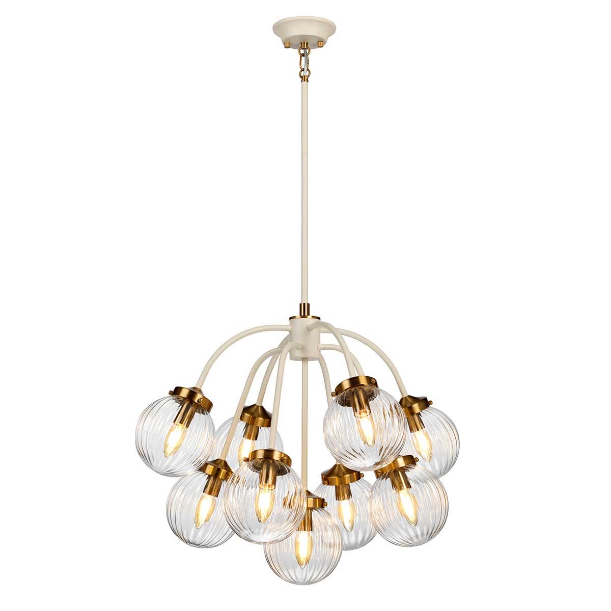 Cosmos Retro-Chic 9-Light Pendant in Cream and Brass