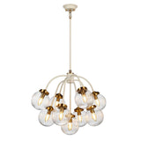 Cosmos Retro-Chic 9-Light Pendant in Cream and Brass