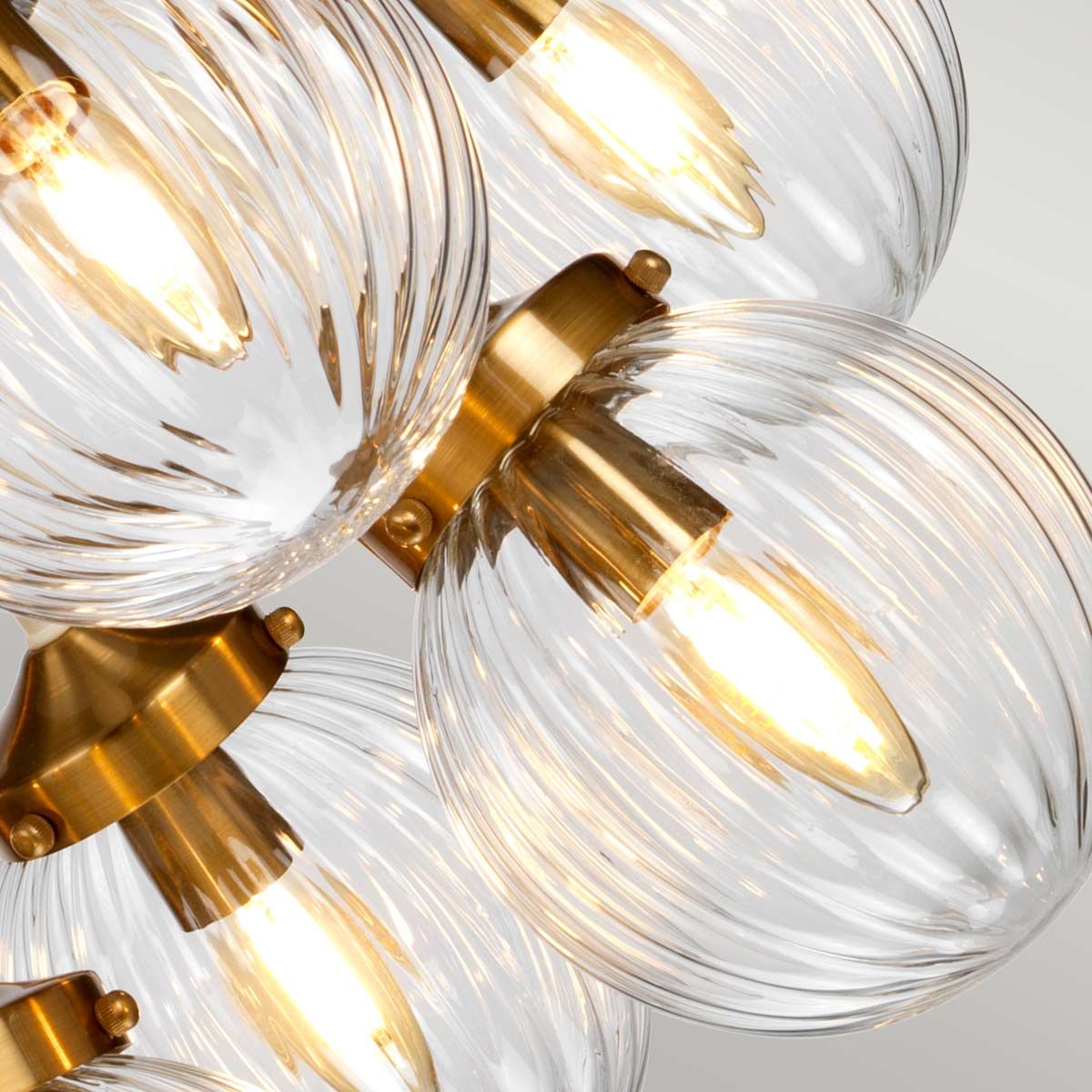 Cosmos Retro-Chic 9-Light Pendant in Cream and Brass