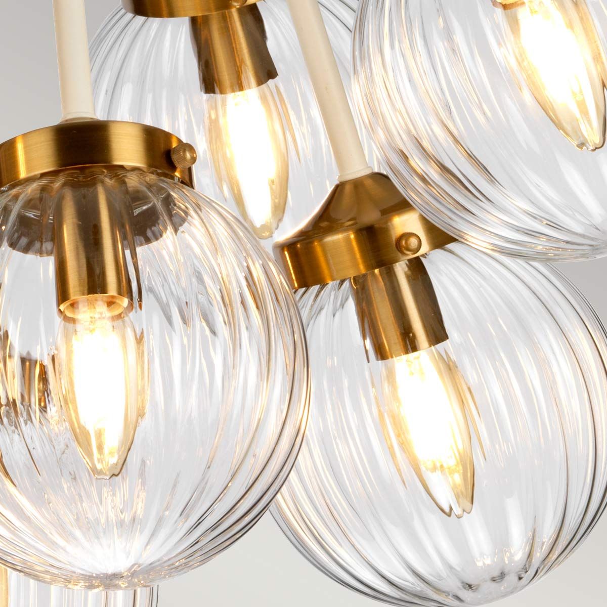 Cosmos Retro-Chic 9-Light Pendant in Cream and Brass