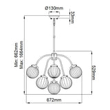Cosmos Retro-Chic 9-Light Pendant in Cream and Brass