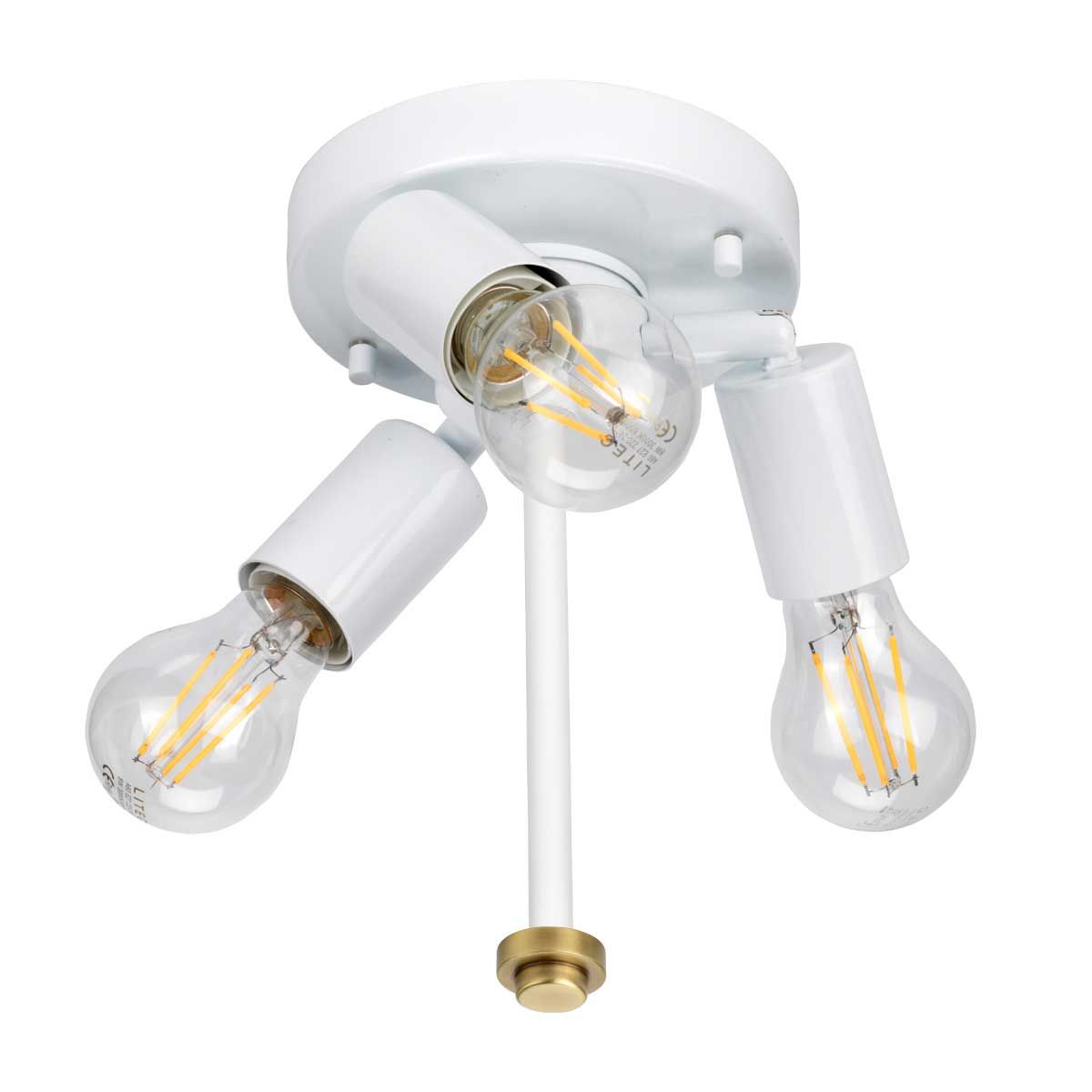 Fletcher 14" Flush Aged Brass with Ivory Shade