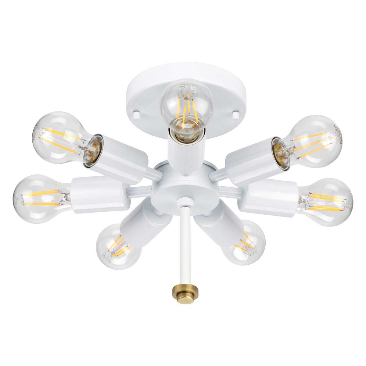 Fletcher 30" Flush Aged Brass with Ivory Shade