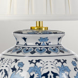 Linyi 1 Light Table Lamp with Tall Empire Shade Blue and White