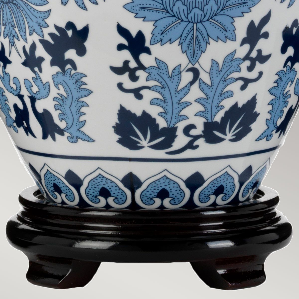 Linyi 1 Light Table Lamp with Tall Empire Shade Blue and White