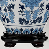 Linyi 1 Light Table Lamp with Tall Empire Shade Blue and White
