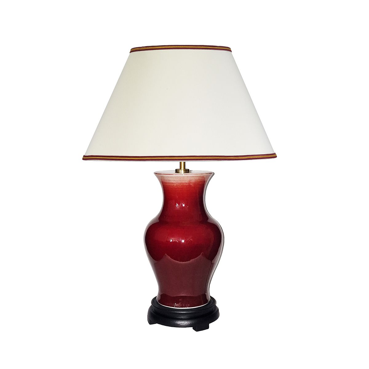 Majin Oxblood Red Jar 1 Light Table Lamp with Polycotton shade Oxblood