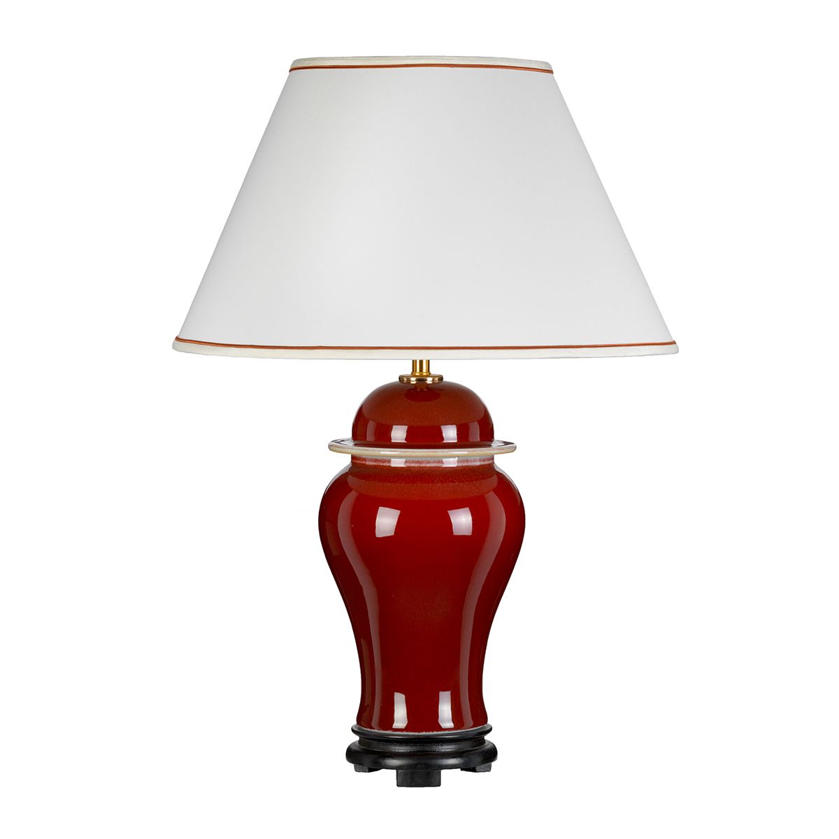 Oxblood Temple Jar 1 Light Table Lamp with Tall Empire Shade Oxblood