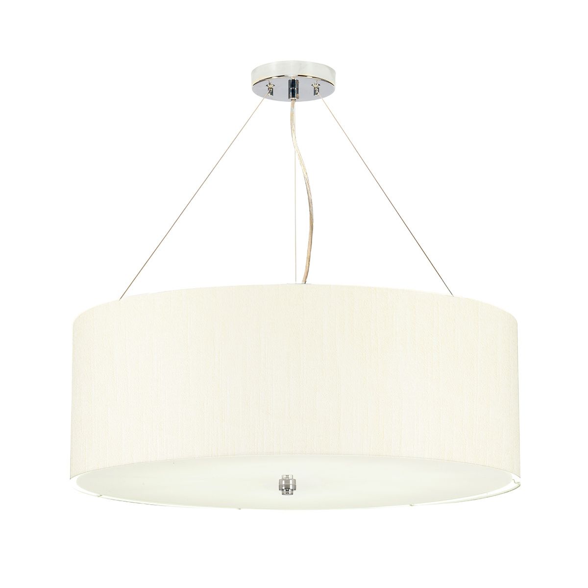 Pearce 22" Pendant with Polished Chrome Ceiling Pan Polished Chrome, Ivory Shade