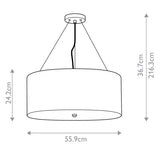 Pearce 22" Pendant with Polished Chrome Ceiling Pan Polished Chrome, Ivory Shade