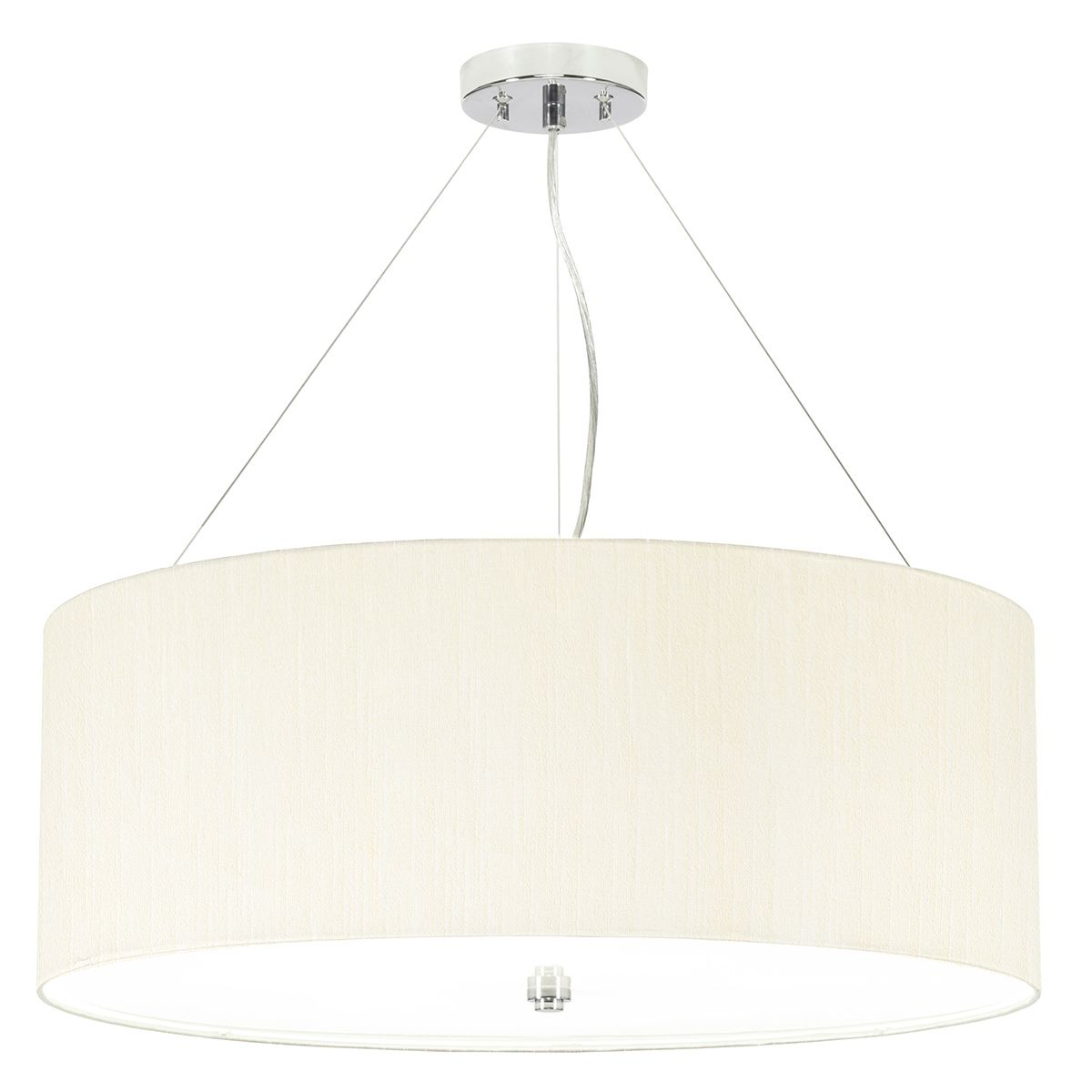 Pearce 26" Pendant with Polished Chrome Ceiling Pan Polished Chrome, Ivory Shade