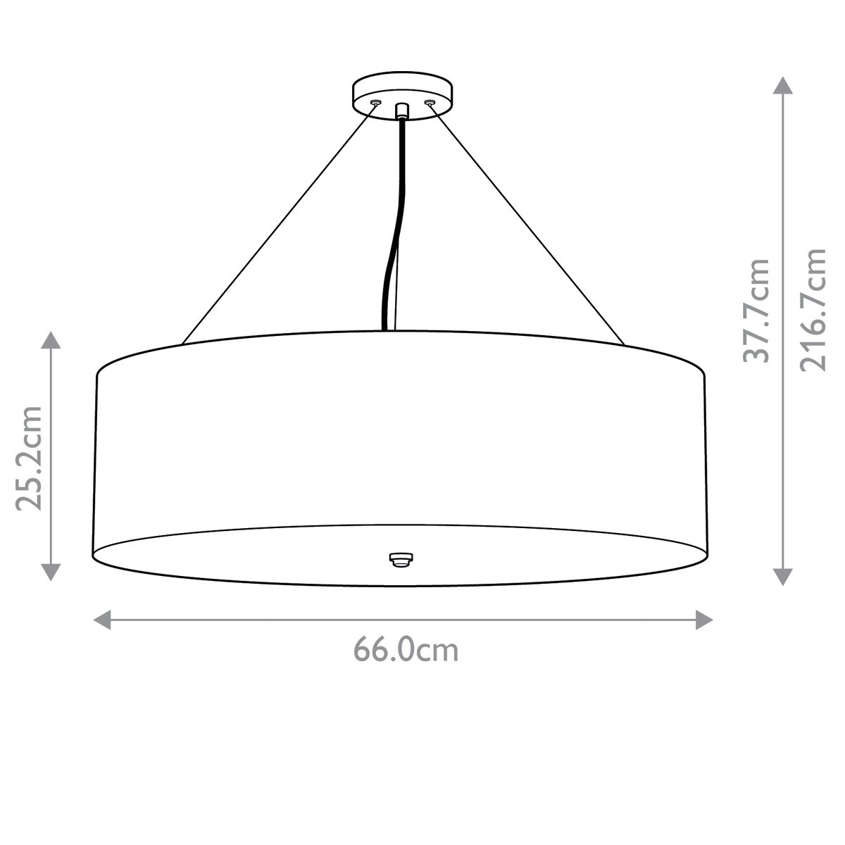 Pearce 26" Pendant with Polished Chrome Ceiling Pan Polished Chrome, Ivory Shade