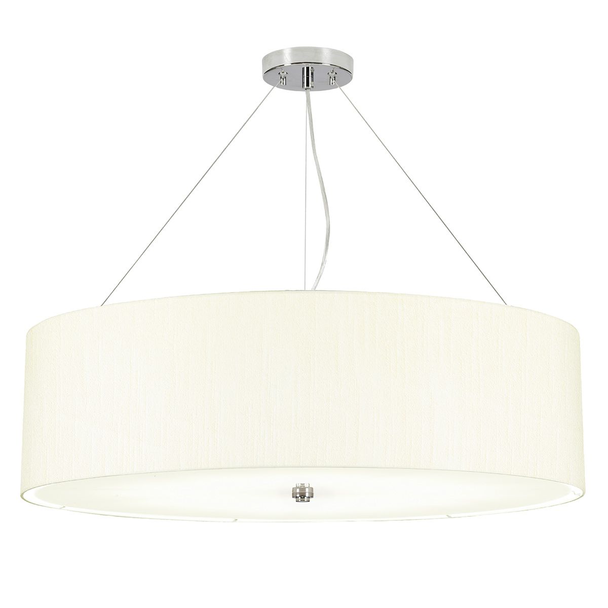 Pearce 30" Pendant with Polished Chrome Ceiling Pan Polished Chrome, Ivory Shade