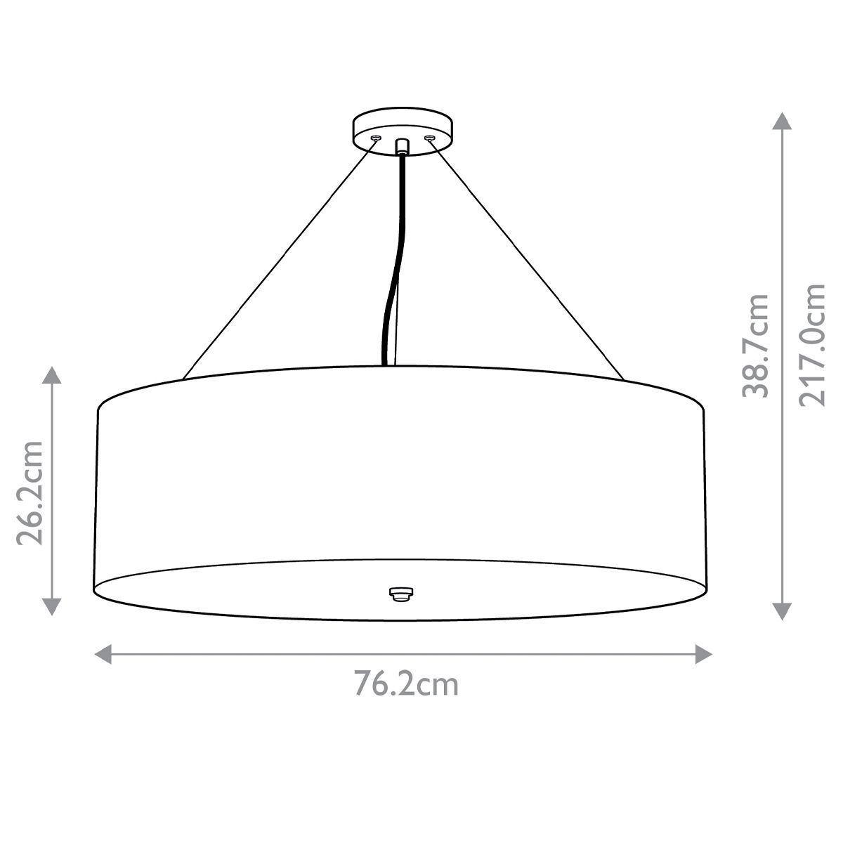 Pearce 30" Pendant with Polished Chrome Ceiling Pan Polished Chrome, Ivory Shade