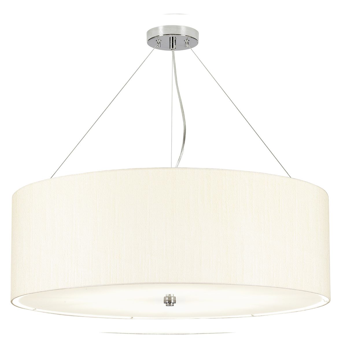 Pearce 34" Pendant with Polished Chrome Ceiling Pan Polished Chrome, Ivory Shade