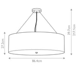 Pearce 34" Pendant with Polished Chrome Ceiling Pan Polished Chrome, Ivory Shade