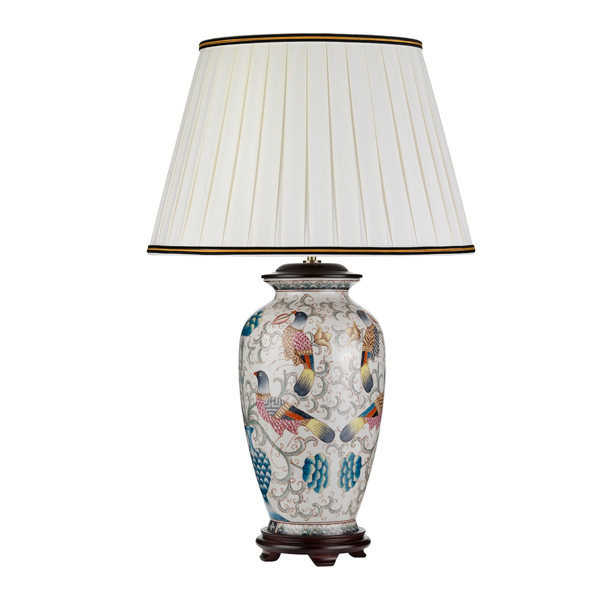 Ping 1 Light Table Lamp Cream with coloured birds