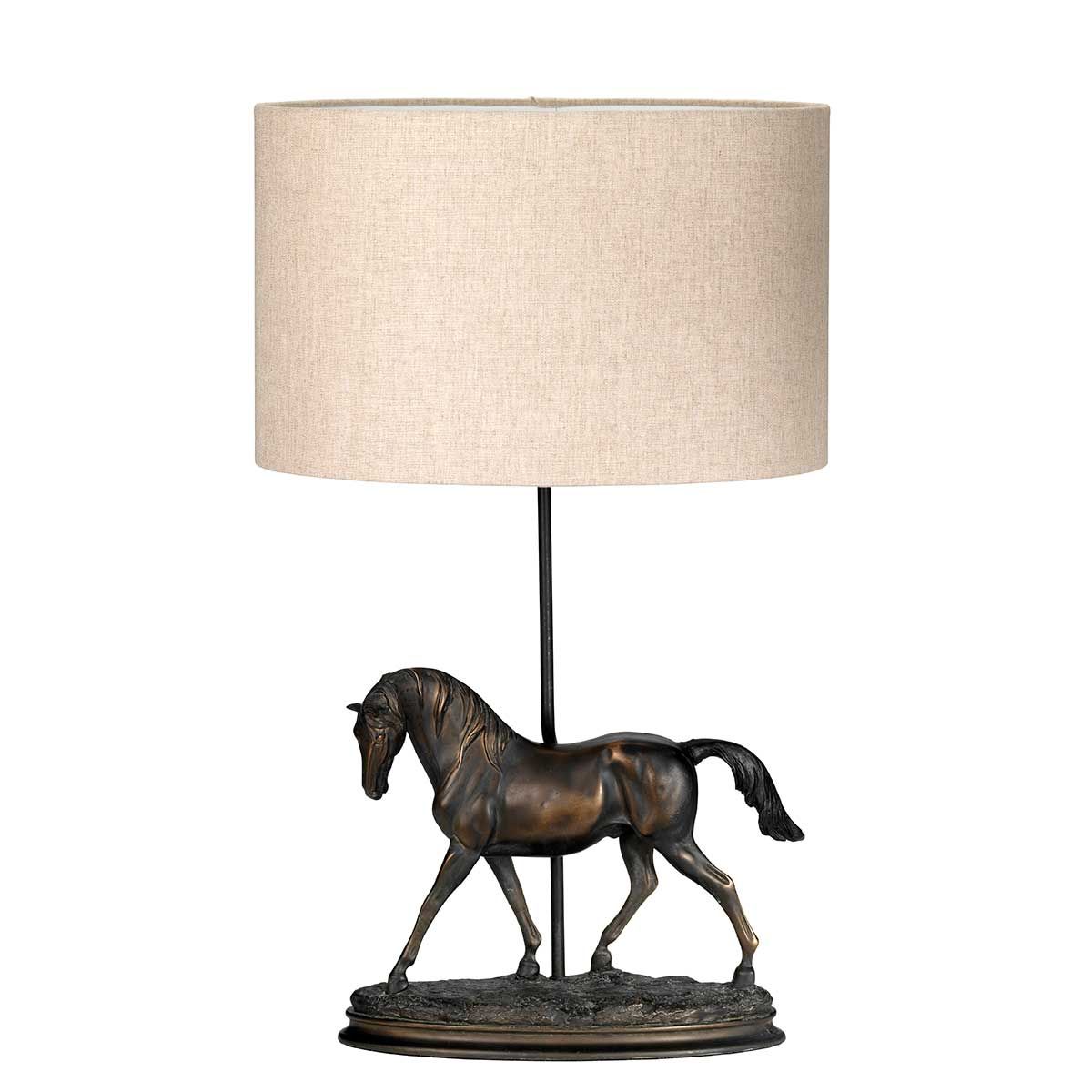Spirit 1 Light Table Lamp with Oval Shade Bronze Patina