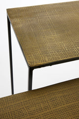 Set of 2 Console Tables in Antique Bronze and Black - Max Dimensions 119.5x30.5x78.5 cm