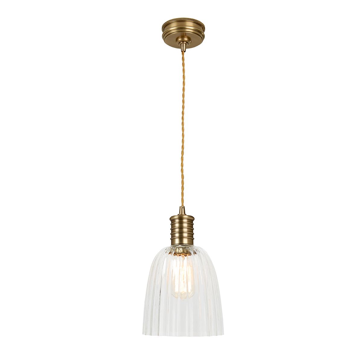 Aged Brass Vintage Pendant Light - Single Bulb Fixture