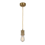 Aged Brass Vintage Pendant Light - Single Bulb Fixture