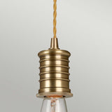 Aged Brass Vintage Pendant Light - Single Bulb Fixture